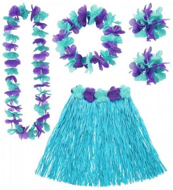 Havajská souprava se sukní modrá
