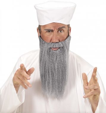 Arabský bílý turban s šedivým plnovousem