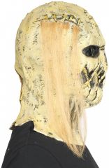 Maska sešitá zombie s vlasy HALLOWEEN