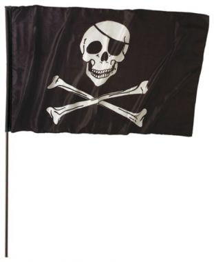 Vlajka pirátská velká na tyčce