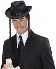 Černý klobouk rabín s pejzy