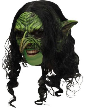 Maska čarodějnice s vlasy na halloween