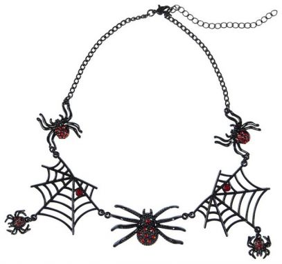 Náhrdelník pavučina s pavouky na halloween